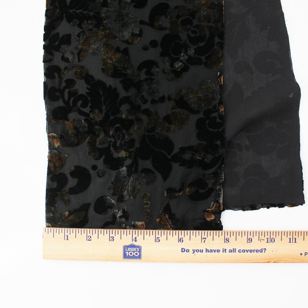 Silk Velvet Burnout Scarf Floral Black Jewel Tone Color Shift Goth Romantic 44" - Picture 9 of 9